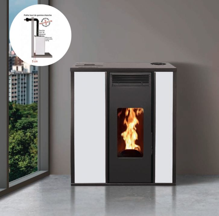 PACK : Poêle à granules étanche + Kit ventouse - INTERSTOVES Tessa Concentrique 10 kW