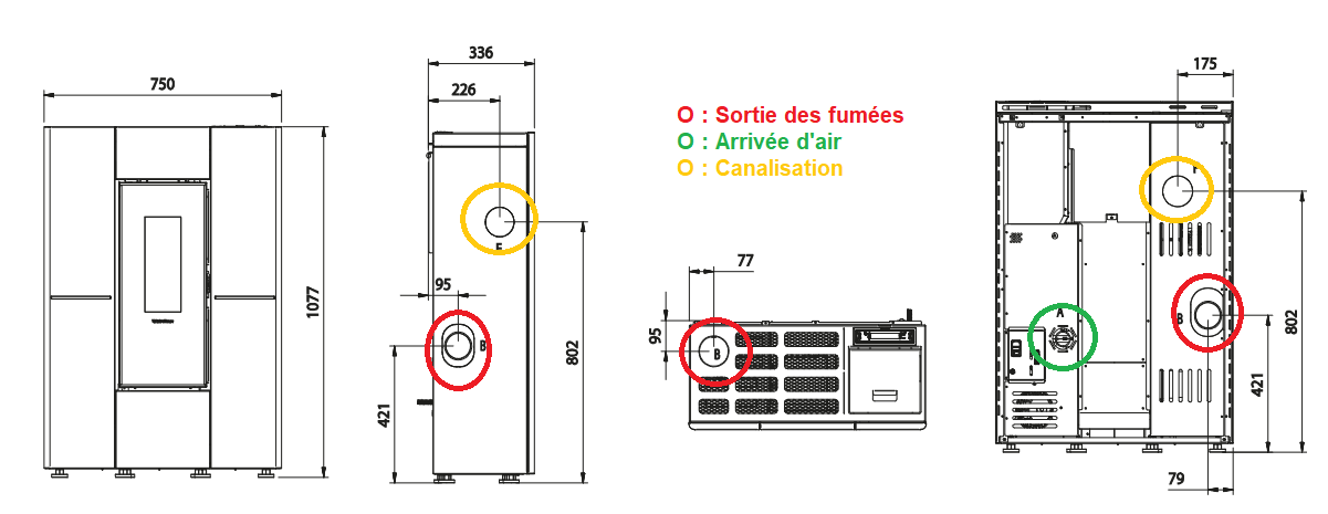 Poêle à granules extra plat canalisable - EXTRAFLAME Marilena Plus Petra 5.0.16 8 kW