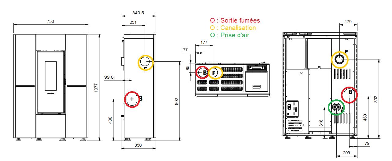 Poêle à granules slim canalisable - EXTRAFLAME Marilena Plus 5.0.16 8 kW