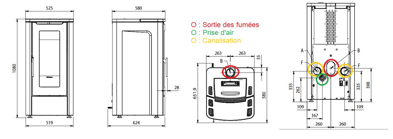 Poêle à granulés canalisable - EXTRAFLAME Teorema Plus AD 12 kW