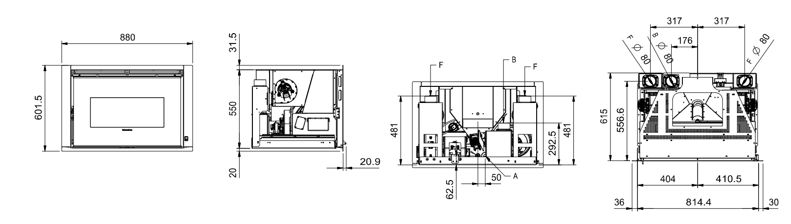 Insert à granules canalisable - EXTRAFLAME Comfort P85 Plus 12 kW