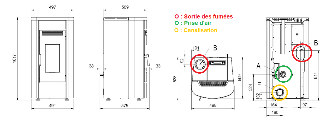 Poêle à granules canalisable - EXTRAFLAME Klaudia Plus 5.0 EVO 8 kW