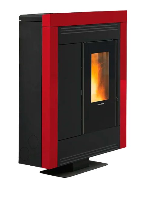 Poêle à granules extra plat canalisable - EXTRAFLAME Souvenir Plus Steel 5.0 10 kW
