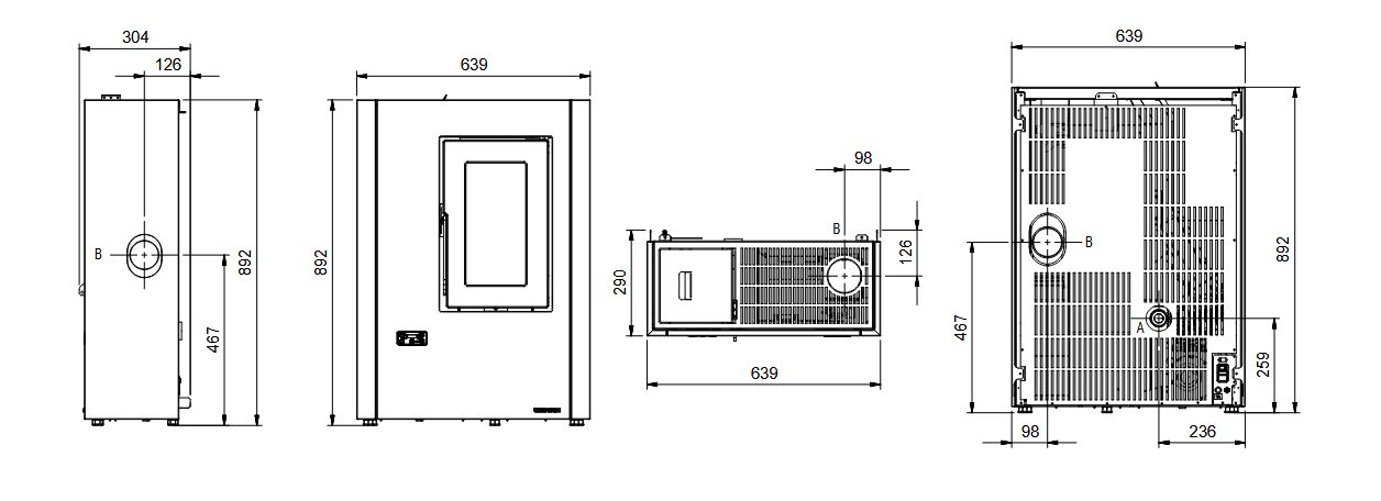 Poêle à granules étanche extra plat - EXTRAFLAME Luisella 5.0 Maxi 7 kW