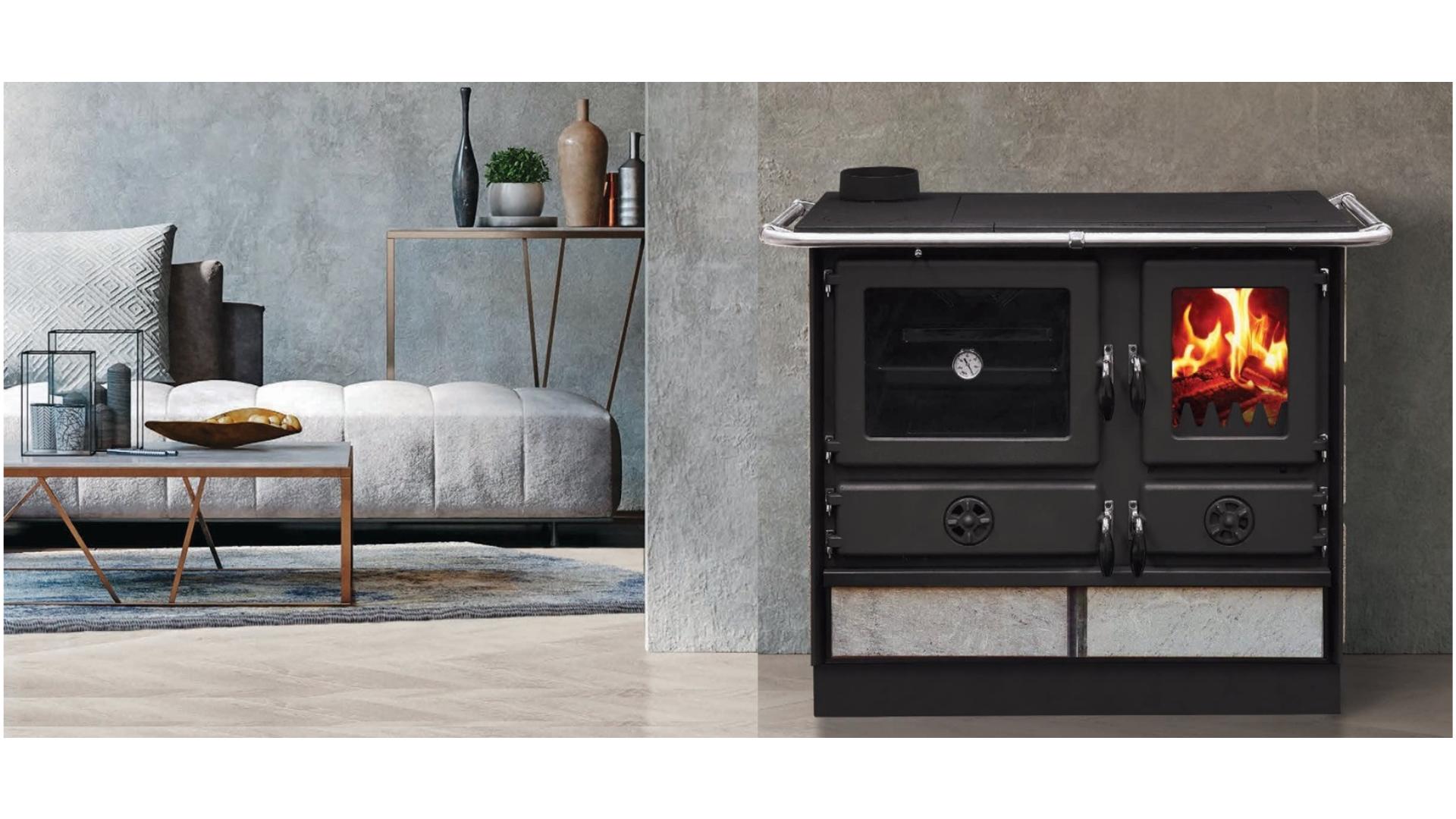 Thermo cuisinière à bois - INTERSTOVES Magnum Hydro SG pierre 14 kW