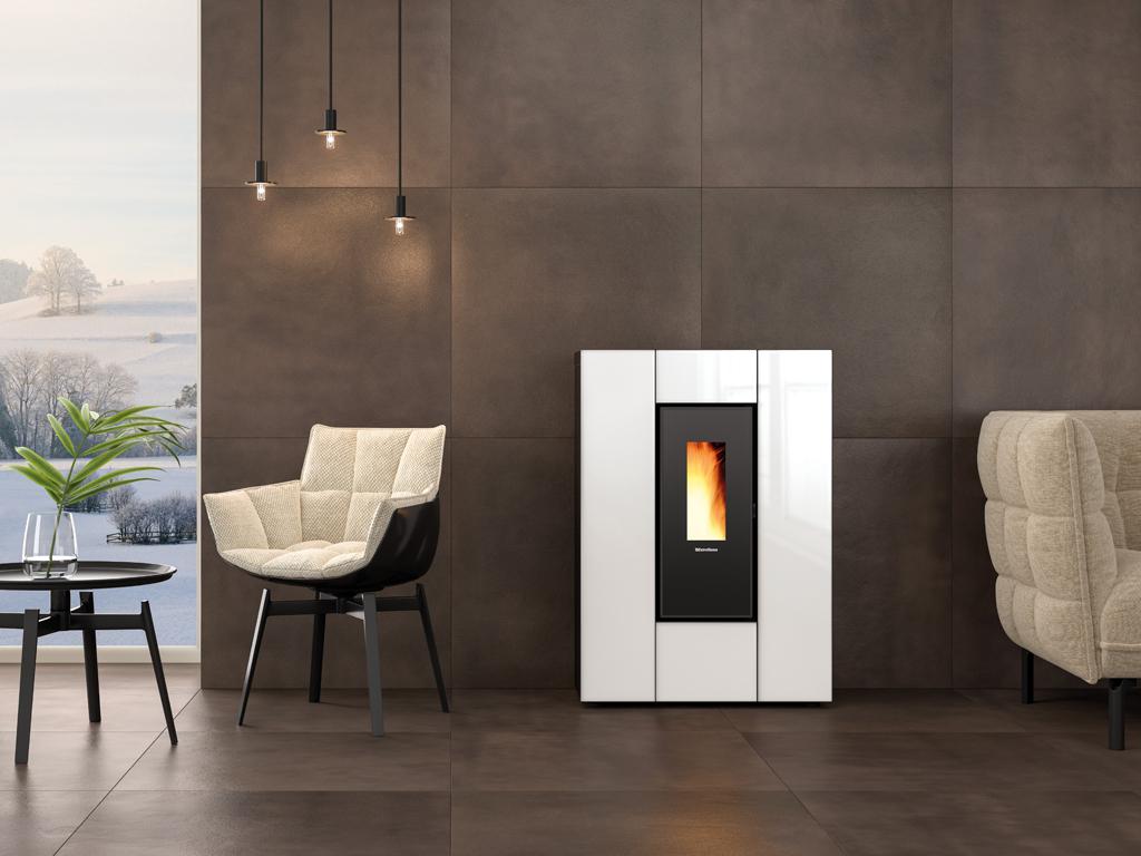 Poêle à granules slim canalisable - EXTRAFLAME Marilena Plus Crystal 5.0.16 8 kW