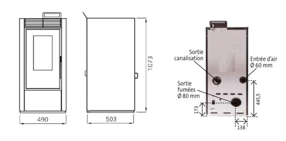 PACK : Poêle à granules étanche canalisable + Kit ventouse - INTERSTOVES Marina 14C 14 kW
