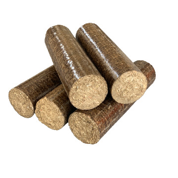 Bûches compressées PREMIUM — palette (96 packs × 5 bûches, ~925 kg)