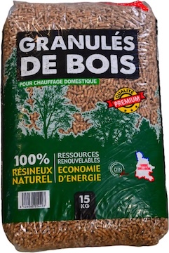 Granulés de bois Premium ECO BOIS ENERGIE - 3 palettes - 198 sacs 2970 kg