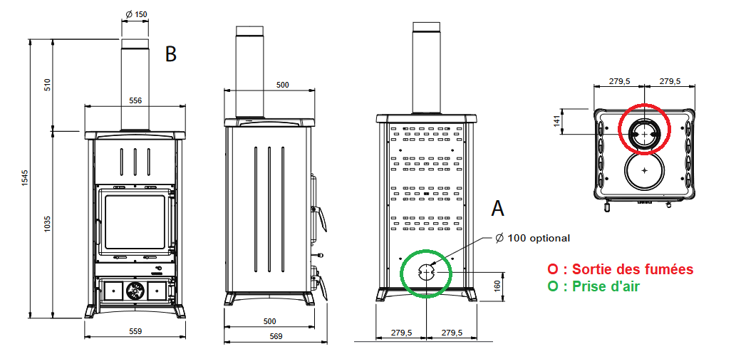Poêle à bois raccordable - LA NORDICA Concita.16 Steel 11.8 kW