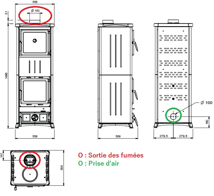 Poêle à bois avec four raccordable - LA NORDICA Nova Forno Steel.16 11.8 kW
