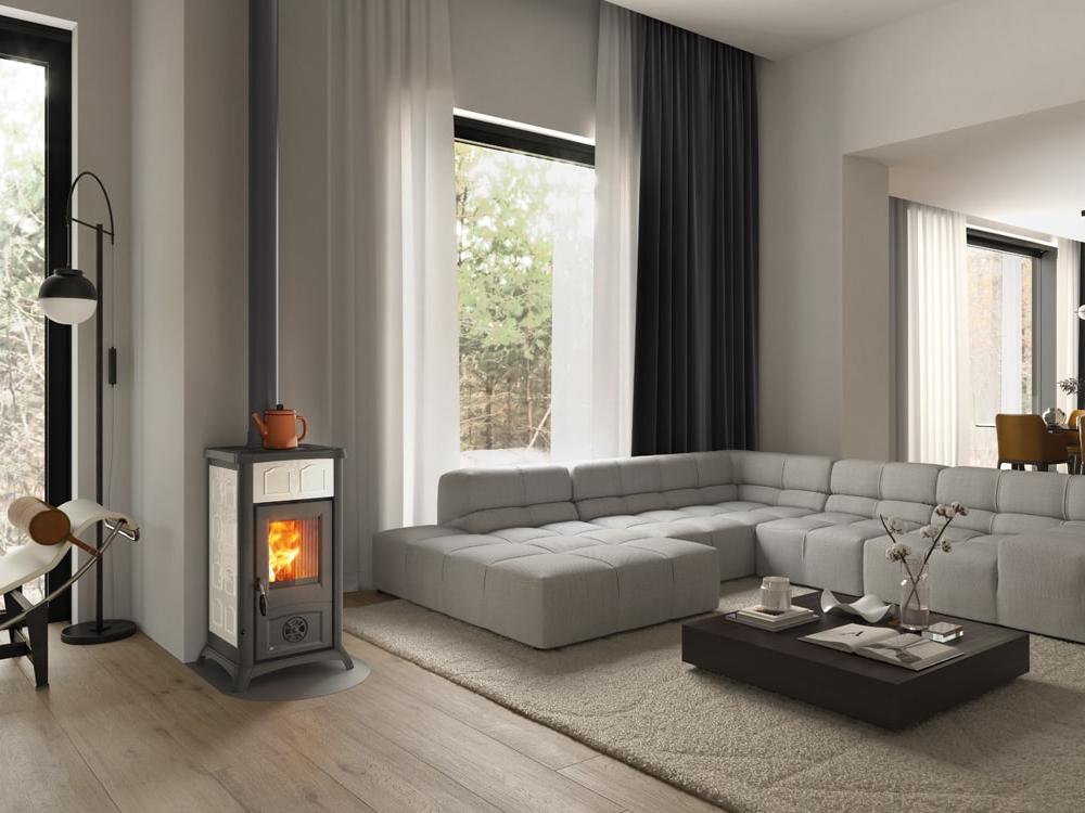 Poêle à bois en céramique - LA NORDICA Gemma Lean Ceramica 6 kW