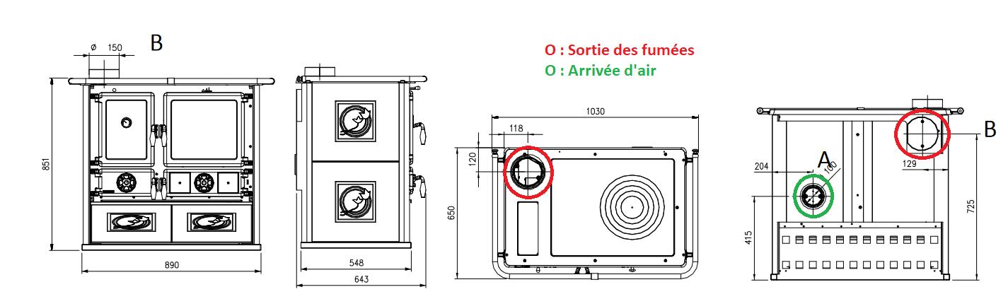 Cuisinière à bois raccordable - LA NORDICA Rosa SX Reverse.16 Petra 8.2 kW