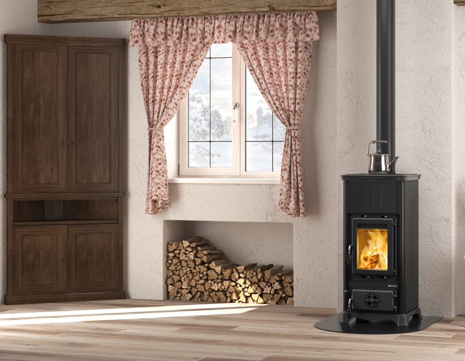 Poêle à bois raccordable - LA NORDICA Emiliana.165 Steel 6.5 kW
