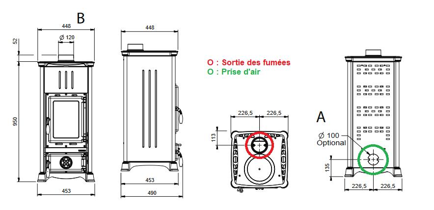 Poêle à bois raccordable - LA NORDICA Emiliana.165 Steel 6.5 kW
