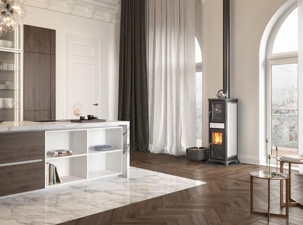 Poêle à bois avec four - LA NORDICA Gemma Forno.165 Ceramica 7.3 kW