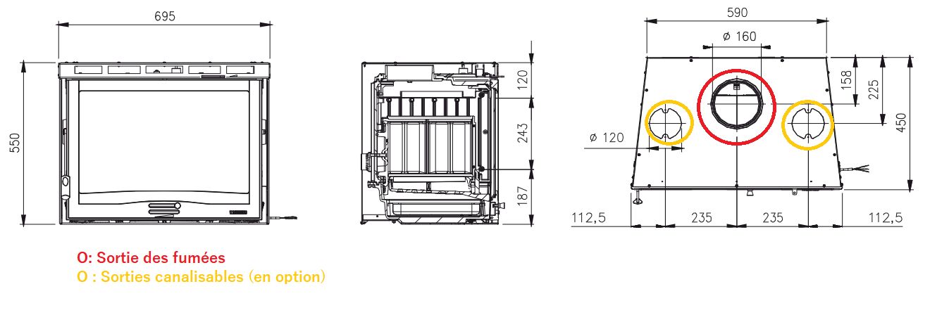 Insert à bois ventilé - LA NORDICA Inserto 70 .165 7.8 kW