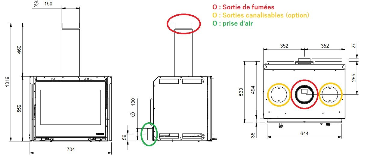Insert à bois ventilé - LA NORDICA Inserto 70 LEAN 8 kW