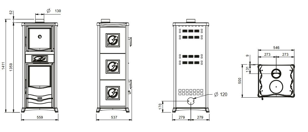 Poêle à bois avec four raccordable - LA NORDICA Rossella Plus Forno.165 Ceramica 9.4 kW
