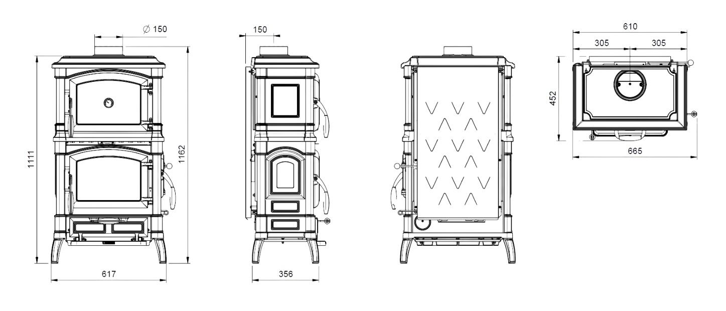 Poêle à bois en fonte avec four - LA NORDICA Isetta Forno 8.2 kW