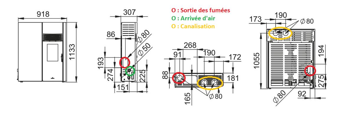 Poêle à granulés extra-plat option canalisable - BRONPI Adry 10 à 11 kW