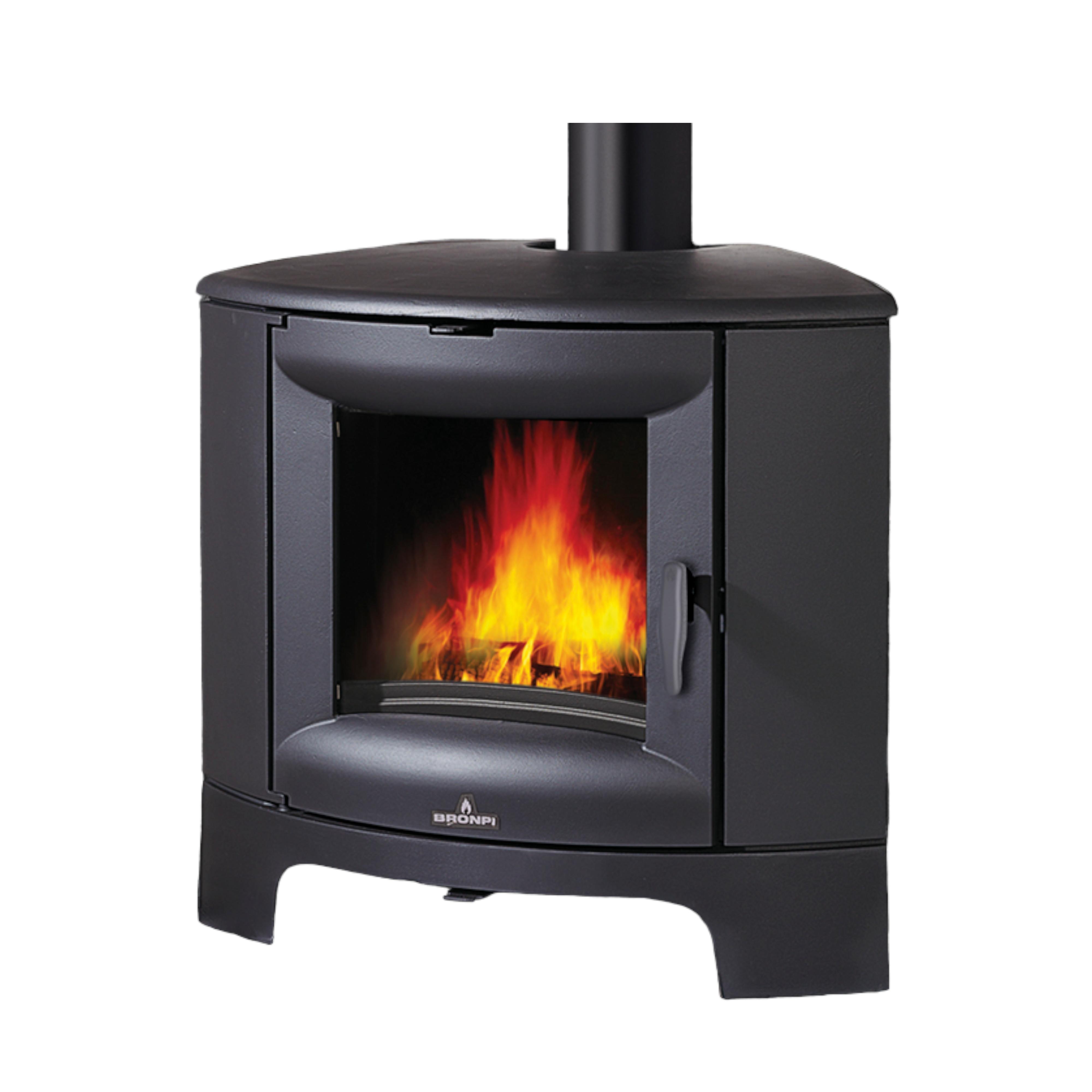 Poêle à bois d'angle en fonte - BRONPI Bremen 12 kW