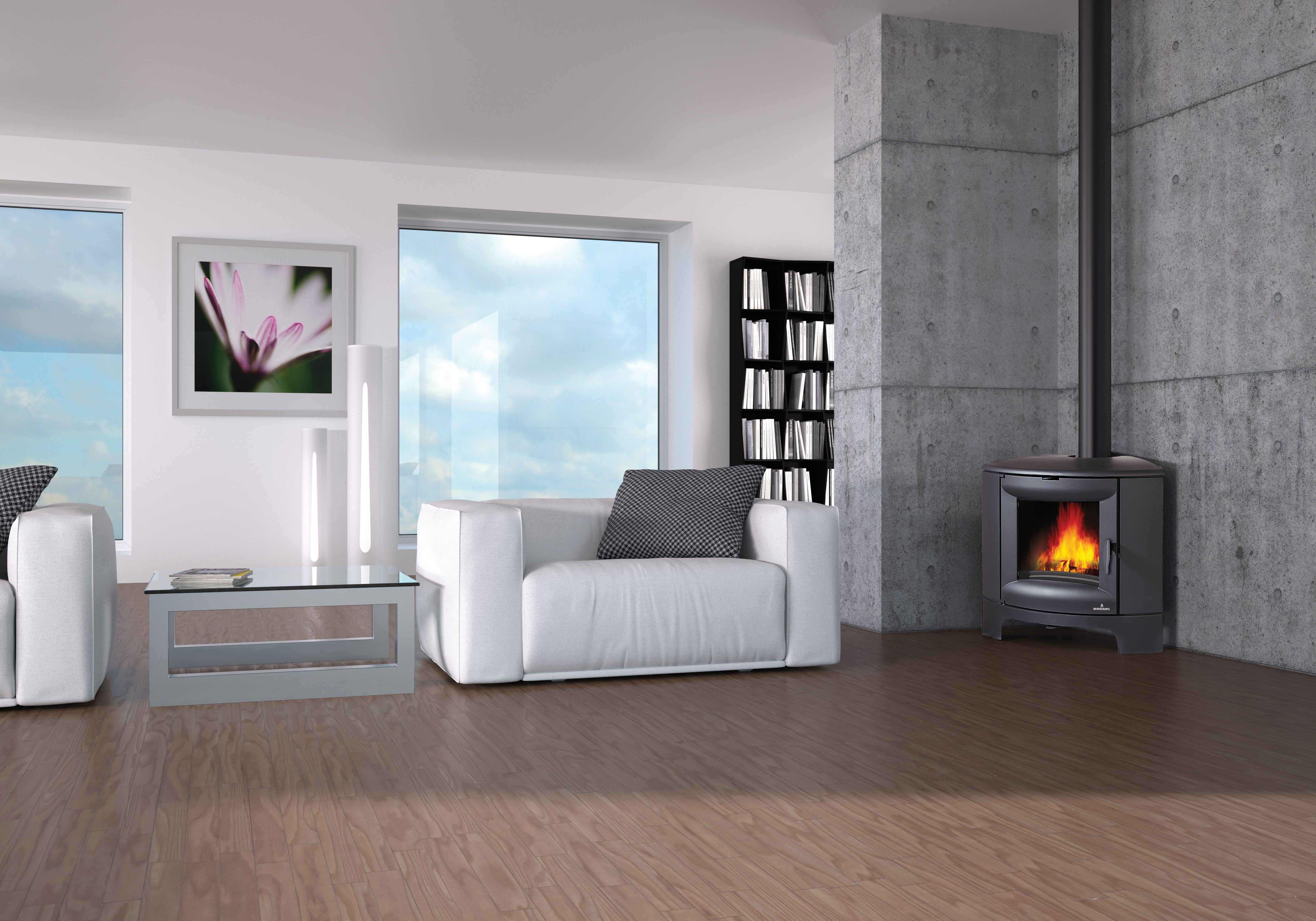 Poêle à bois d'angle en fonte - BRONPI Bremen 12 kW