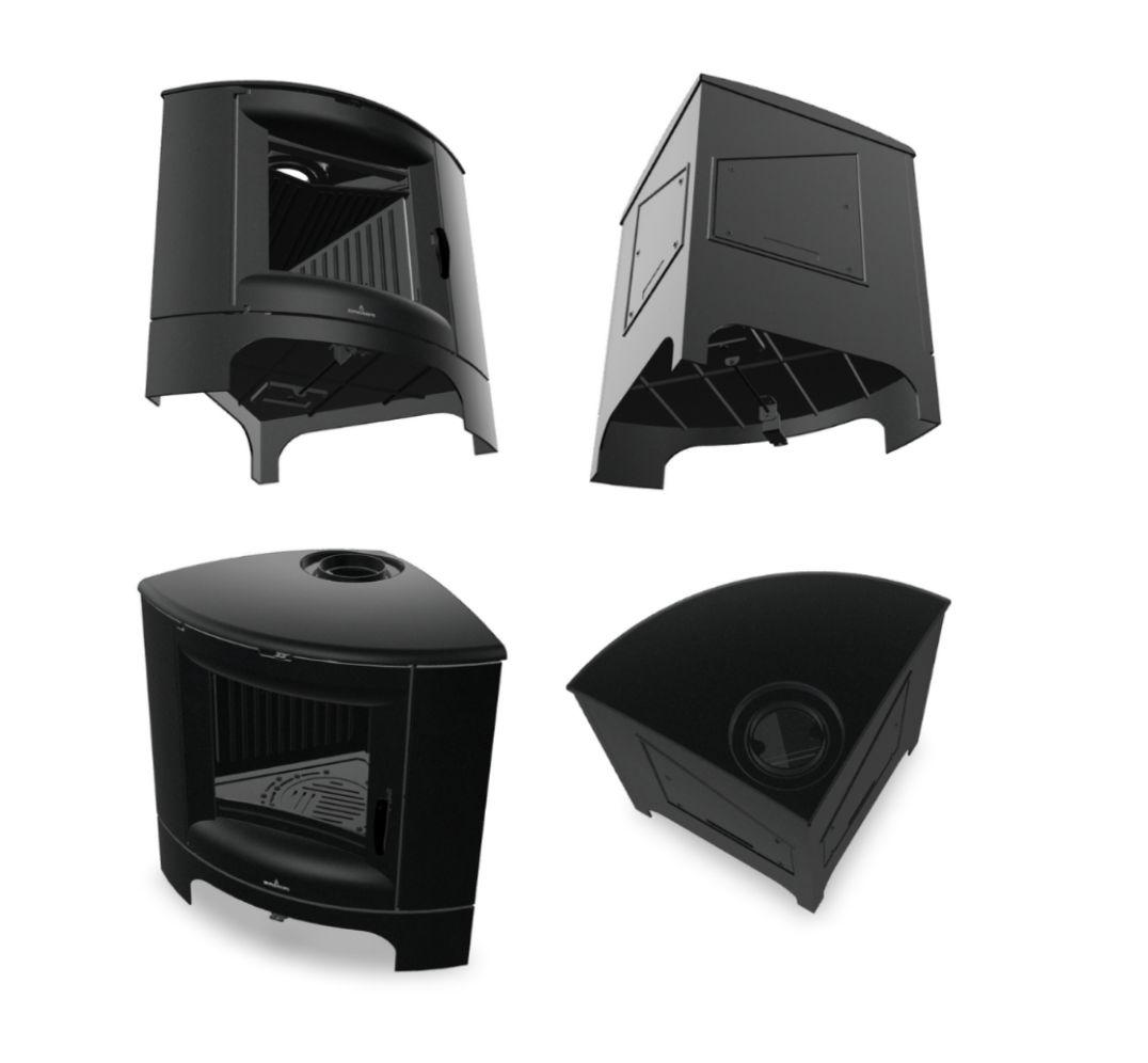 Poêle à bois d'angle en fonte - BRONPI Bremen 12 kW