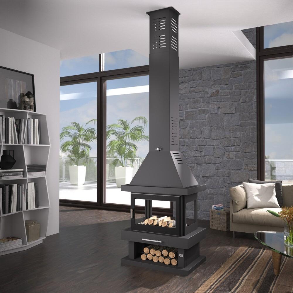 Poêle à bois cheminée 4 vitres - FIREMATIC Kingston 10.9 kW
