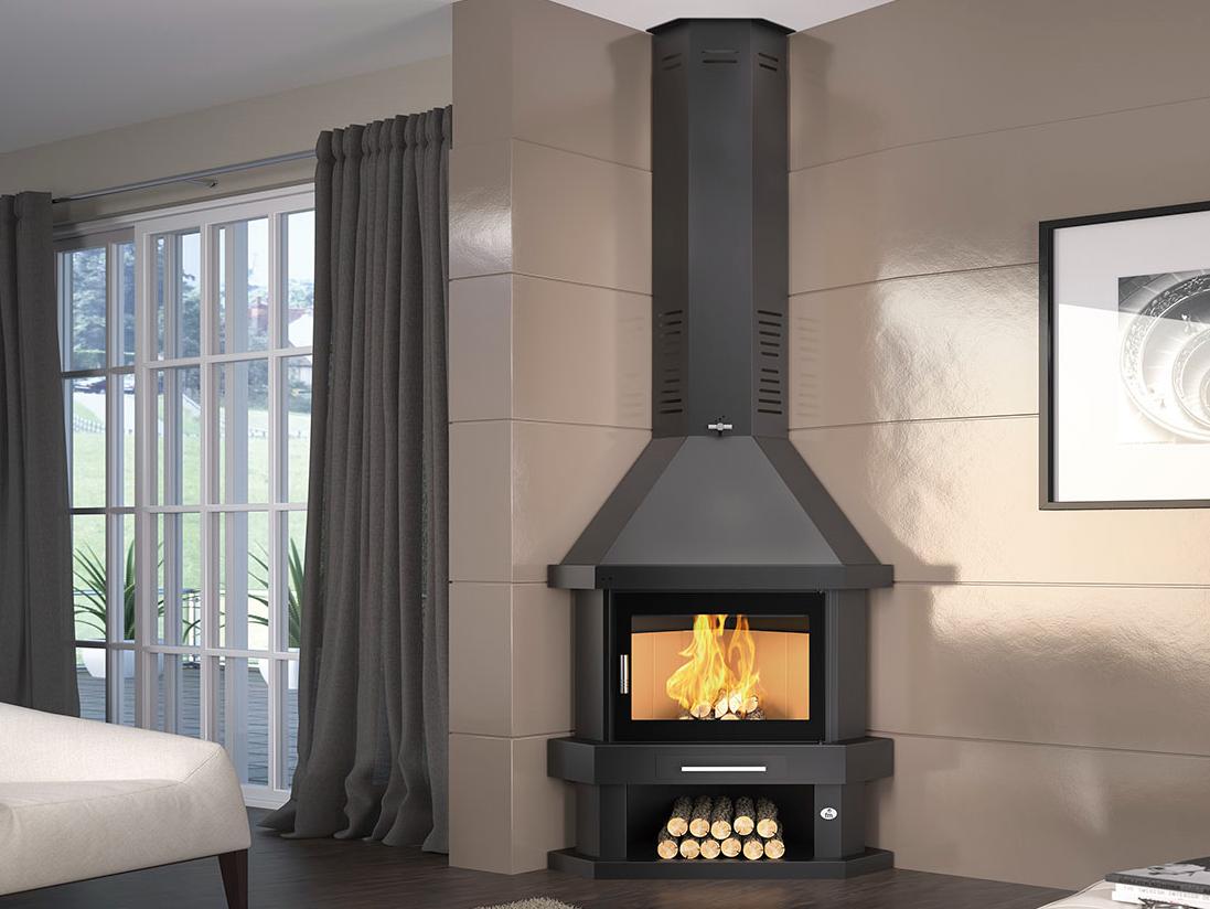 Poêle à bois cheminée d'angle - FIREMATIC Windsor 13.8 kW