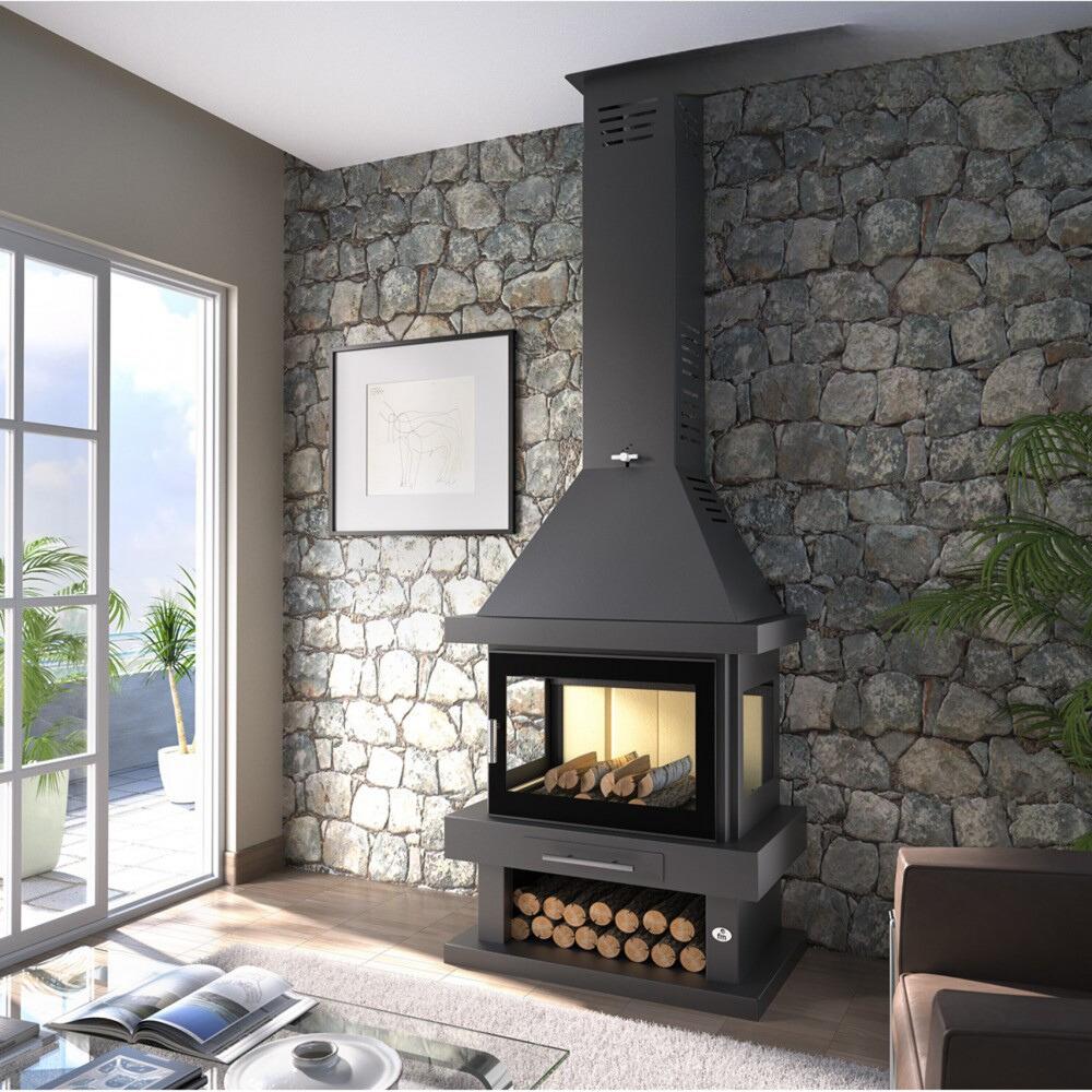 Poêle à bois cheminée 3 vitres - FIREMATIC Vegas 13.8 kW