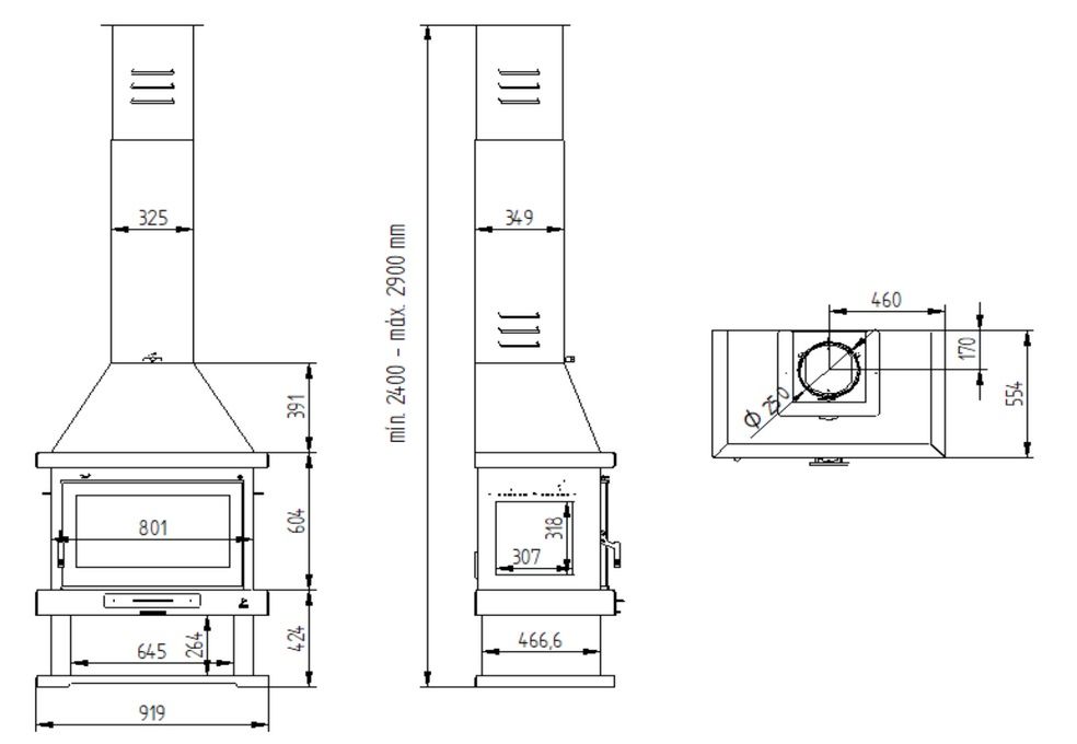 Poêle à bois cheminée 3 vitres - FIREMATIC Vegas 13.8 kW