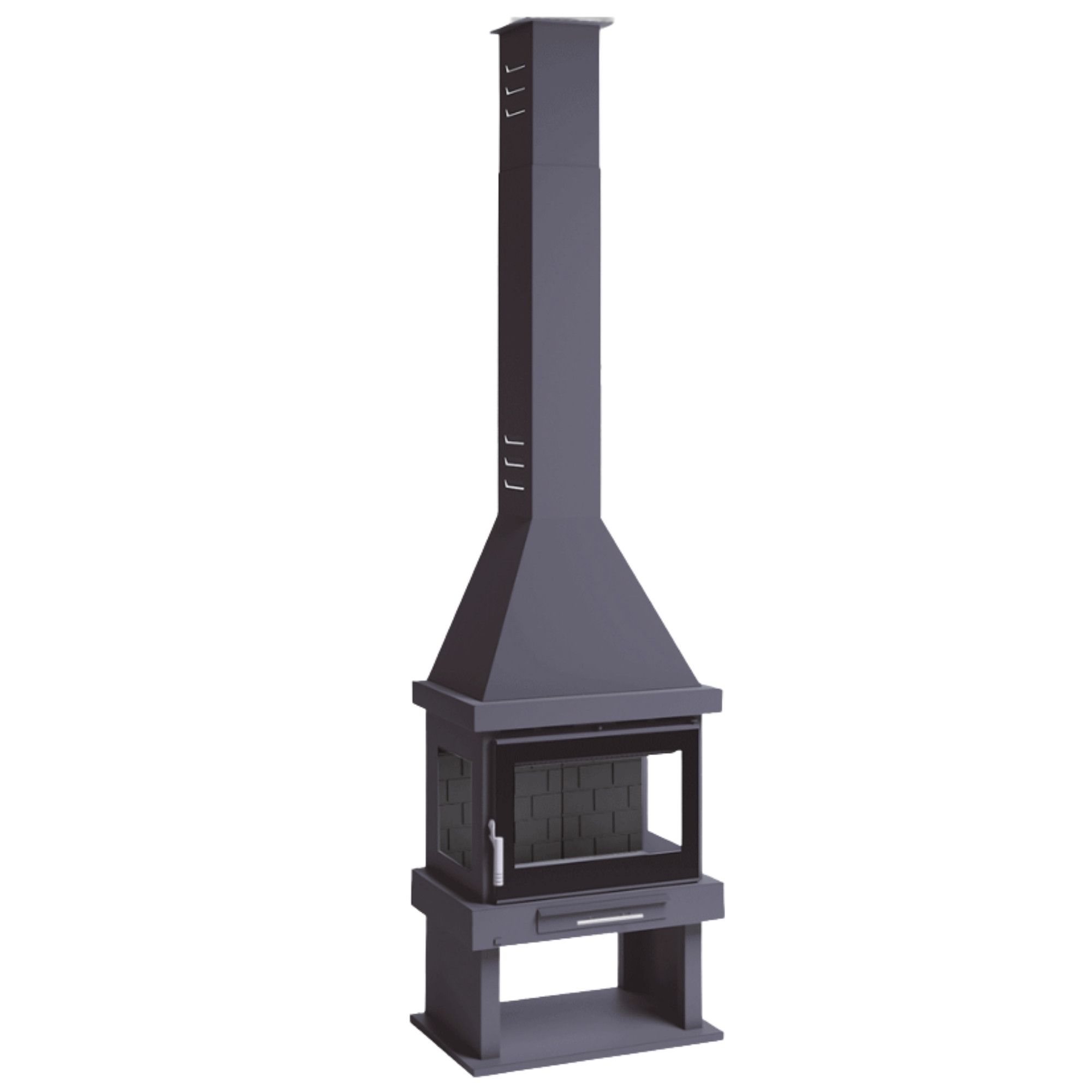 Poêle à bois ventilé cheminée 3 vitres - FIREMATIC Indiana 10.9 kW