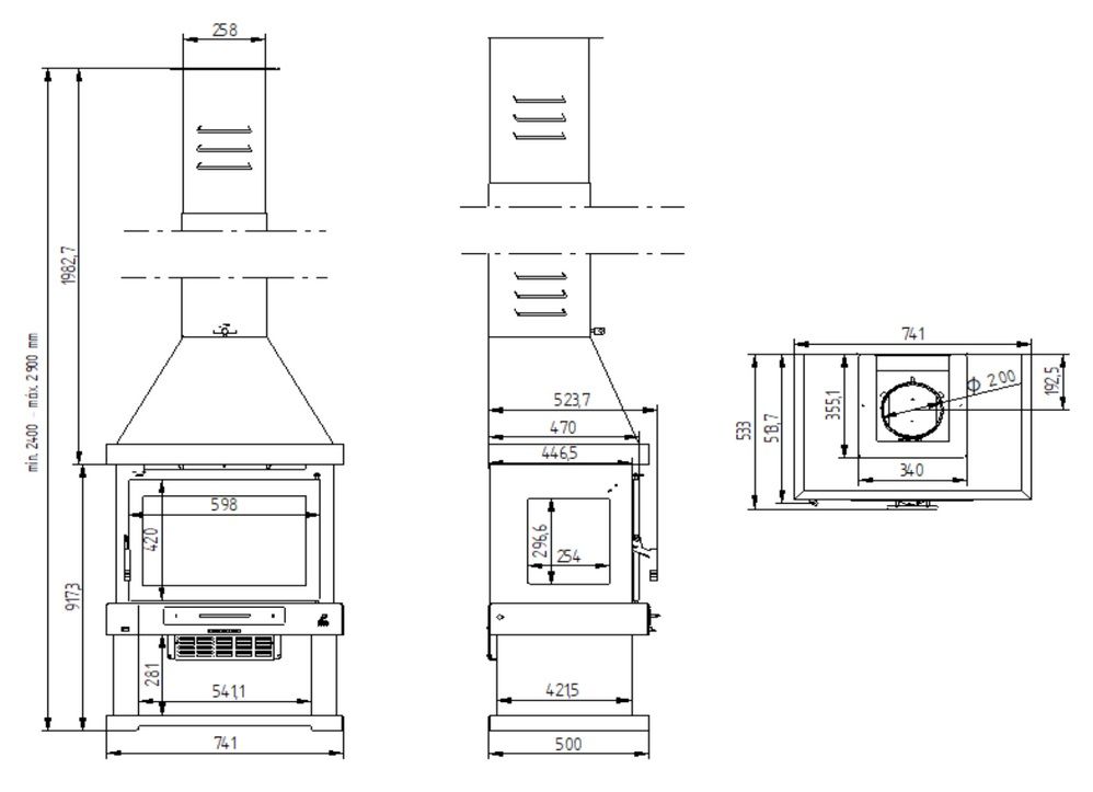 Poêle à bois ventilé cheminée 3 vitres - FIREMATIC Indiana 10.9 kW