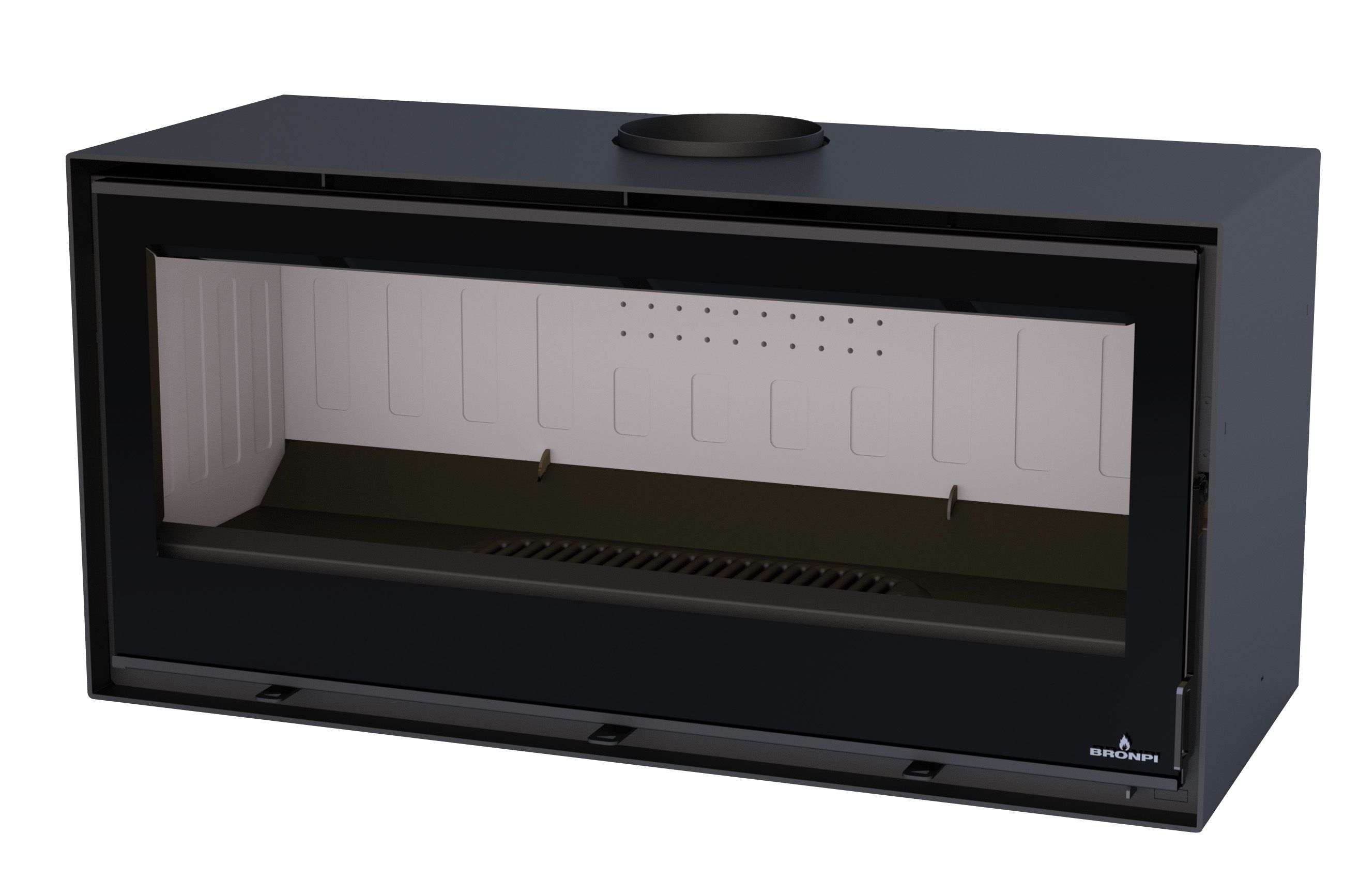 Poêle à bois moderne avec range bûches - BRONPI Cairo 110 Box 15 kW