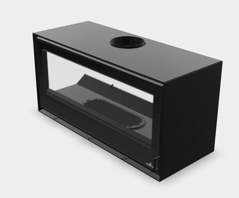 Poêle à bois moderne avec range bûches - BRONPI Cairo 110 Box 15 kW