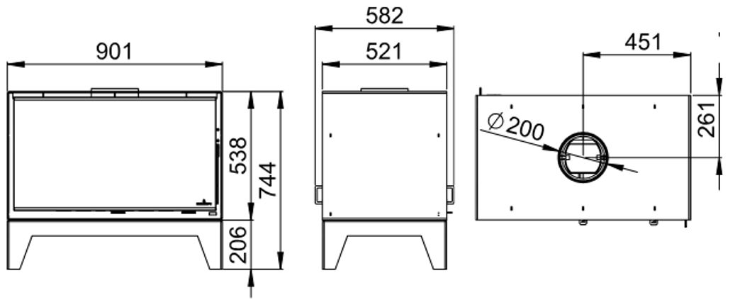 Poêle à bois 2 vitres avec range bûches - BRONPI Cairo 90-D Box 13 kW