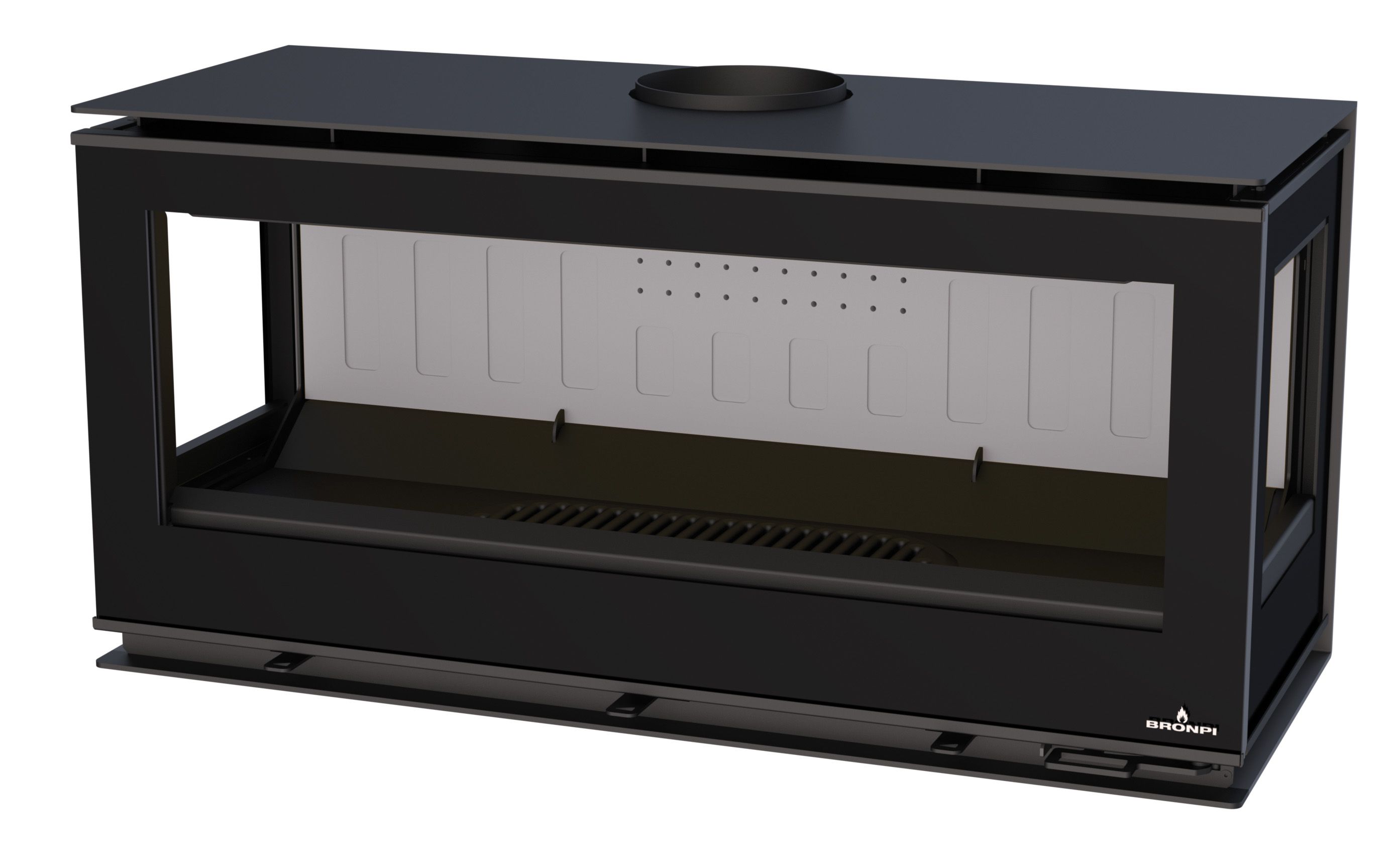 Poêle à bois moderne avec range bûches - BRONPI Cairo 1103C Box 13 kW