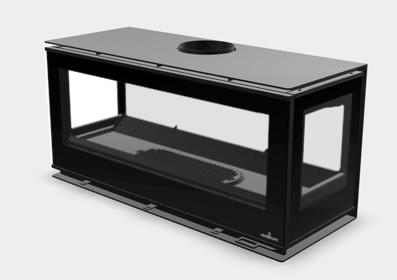 Poêle à bois moderne avec range bûches - BRONPI Cairo 1103C Box 13 kW