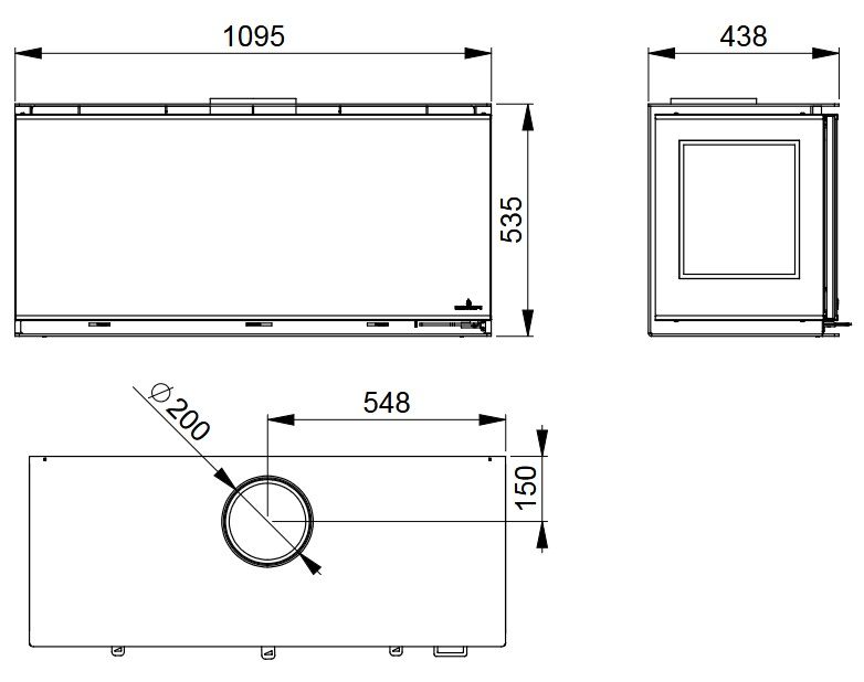 Poêle à bois moderne avec range bûches - BRONPI Cairo 1103C Box 13 kW
