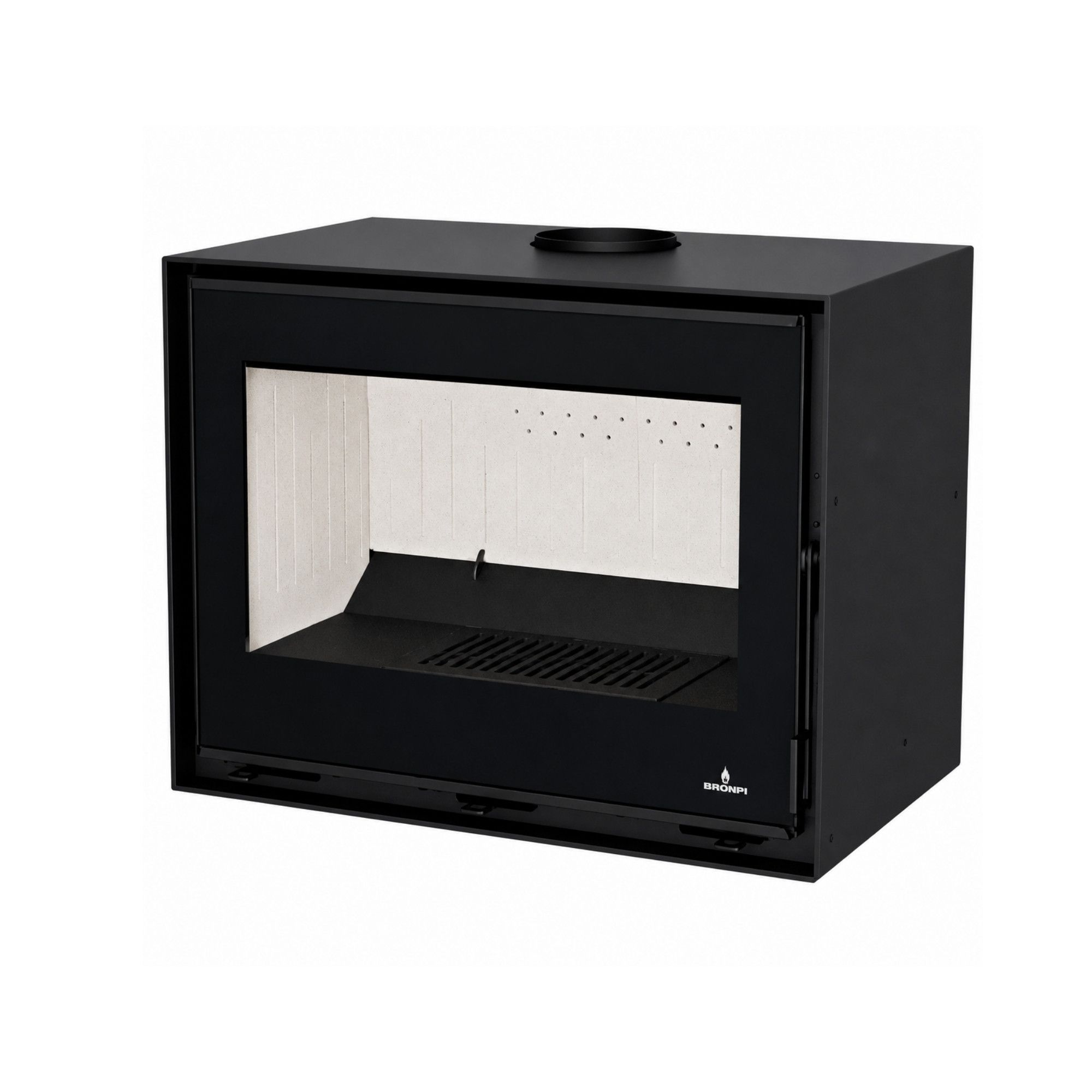 Poêle à bois raccordable avec range-bûches - BRONPI Cairo 70 Box 12 kW