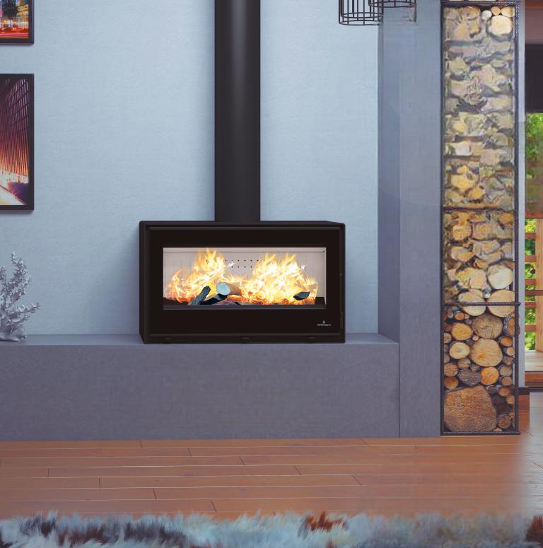 Poêle à bois raccordable sur pieds - BRONPI Cairo 90 Box 13 kW