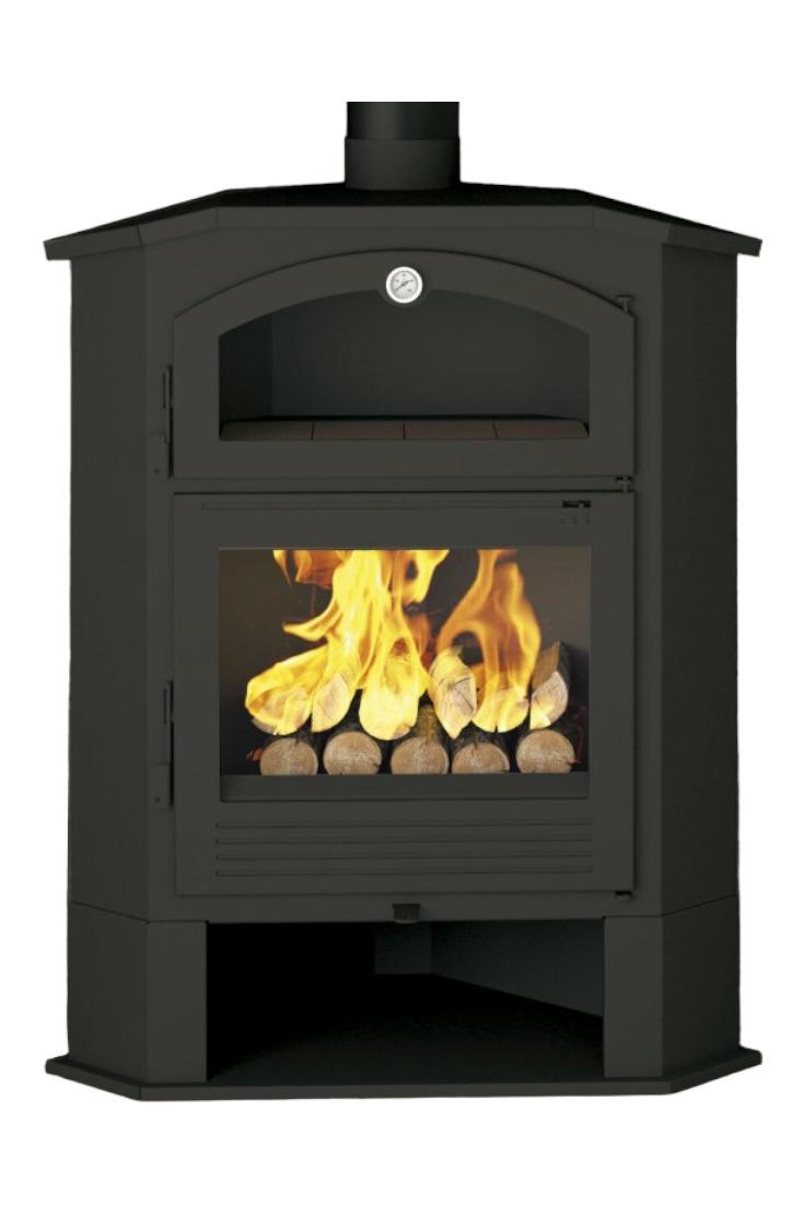 Poêle à bois d'angle avec four - FIREMATIC Idaho 9.5 kW