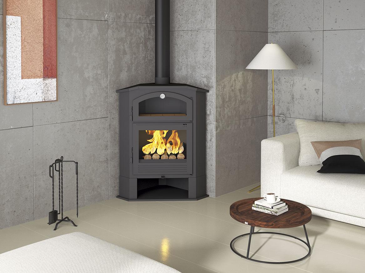 Poêle à bois d'angle avec four - FIREMATIC Idaho 9.5 kW