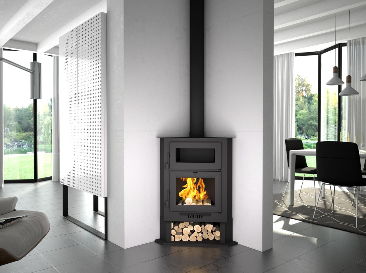 Poêle à bois d'angle avec four - FIREMATIC Memphis 11.2 kW