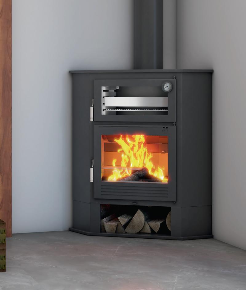 Poêle à bois d'angle avec four - FIREMATIC Akron 9.5 kW