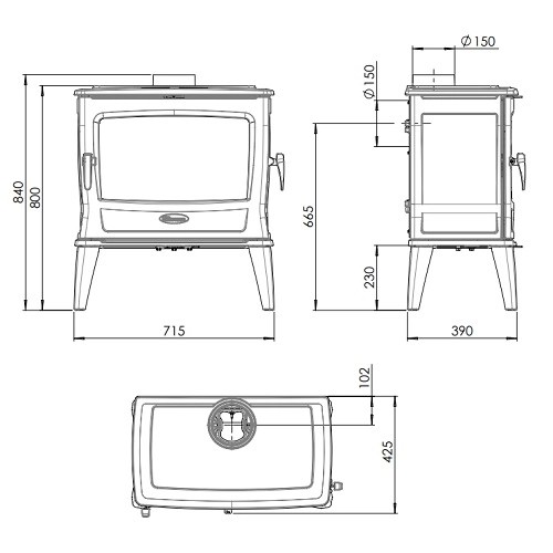 Poêle à bois Dovre Tai 55 WD 11 kW