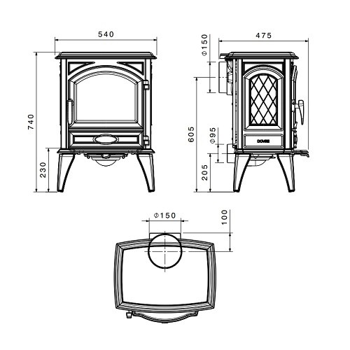 Poêle à bois Dovre 540 W 6,5 kW