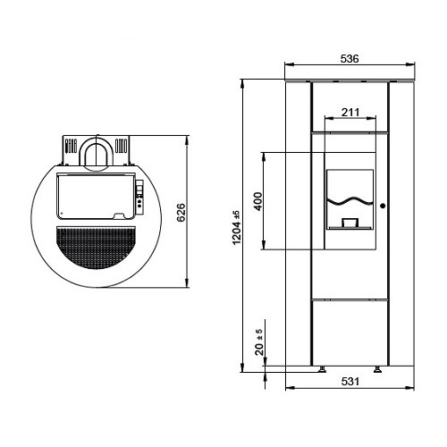 Poêle à granulés Wodtke soleo.nrg V12 air+ 6/8 kW