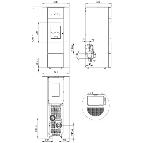 Poêle à granulés Wodtke soleo.nrg H10 air+ 6/8 kW